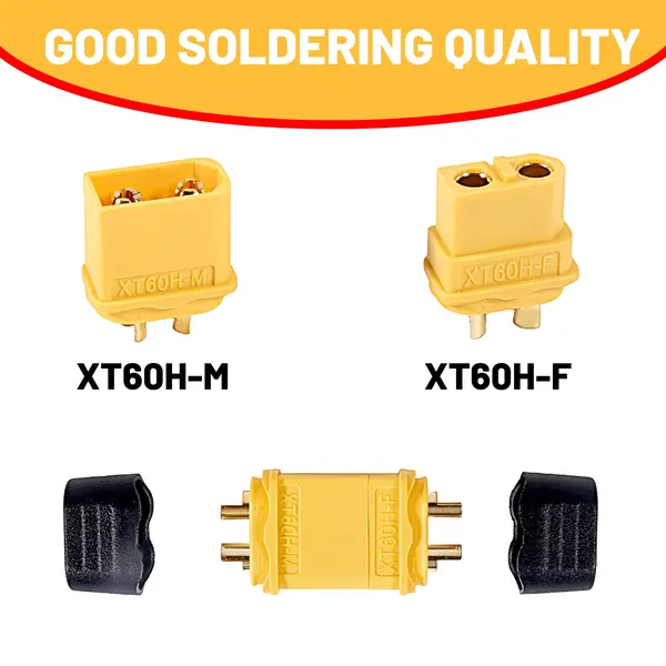 Силовий роз'єм XT60H (пара Male + Female) з захисними ковпачками - Зображення 2