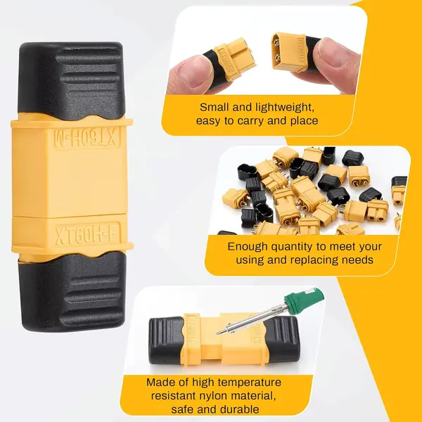 Силовий роз'єм XT60H (пара Male + Female) з захисними ковпачками - Зображення 4